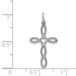 Sterling Silver Rhodium-plated Laser Designed Cross Pendant - Image 4