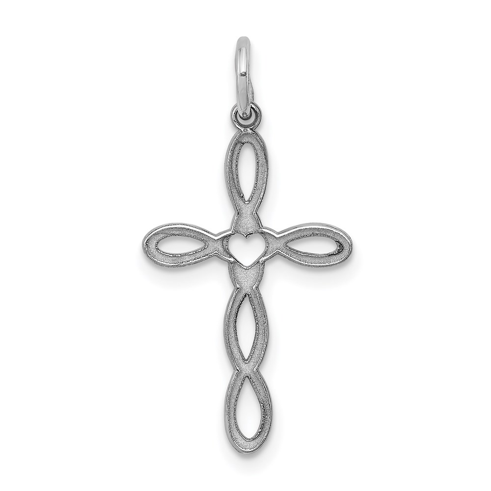 QXR134.jpg Sterling Silver Rhodium-plated Laser Designed Cross Pendant - Image 1