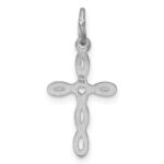 Sterling Silver Rhodium-plated Laser Designed Cross Charm - Image 3