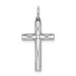 Sterling Silver Rhodium-plated Laser Designed Cross Pendant