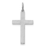 Sterling Silver Rhodium-plated Laser Designed Cross Pendant - Image 4