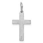 Sterling Silver Rhodium-plated Laser Designed Cross Charm - Image 4