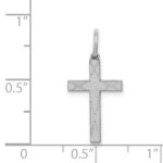 Sterling Silver Rhodium-plated Laser Designed Cross Charm - Image 3