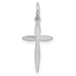 Sterling Silver Rhodium-plated Laser Designed Cross Charm - Image 3
