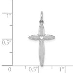 Sterling Silver Rhodium-plated Laser Designed Cross Pendant - Image 3