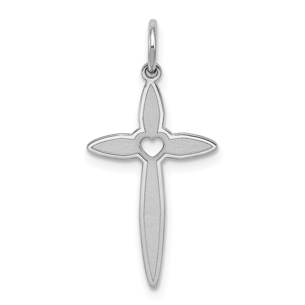 QXR185.jpg Sterling Silver Rhodium-plated Laser Designed Cross Pendant - Image 1