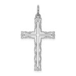 Sterling Silver Rhodium-plated Laser Designed Cross Pendant