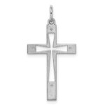 Sterling Silver Rhodium-plated Laser Designed Cross Pendant - Image 4