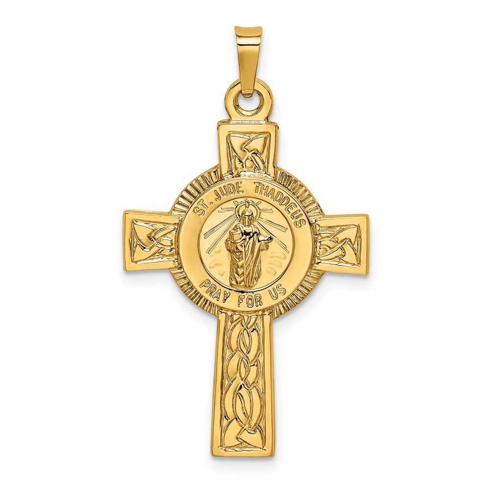REL110.jpg 14k Polished Cross with St. Jude Thaddeus Medal Pendant - Image 1