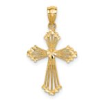 14K Cut-Out Stripes Cross with Heart Charm