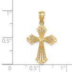 14K Cut-Out Stripes Cross with Heart Charm - Image 3