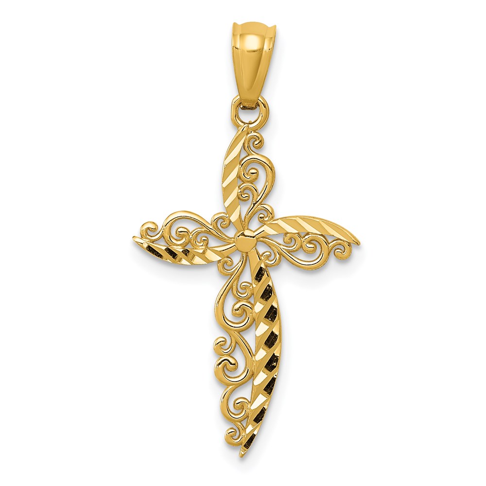 REL119.jpg 14k Scroll Design Cross Pendant - Image 1
