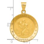 14k Polished and Satin Hollow Saint Christopher Medal Round Pendant - Image 4