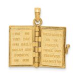 14K Pink Enameled 3-D Bible with Lord's Prayer and Moveable Pages Pendant - Image 3
