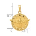 14k Polished and Satin Hollow Holy Spirit Medal Round Pendant - Image 4