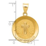 14k Polished and Satin Hollow CONFIRMATION with Cross Medal Round Pendant - Image 4