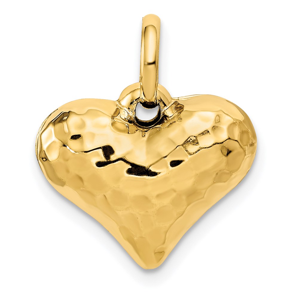 S1449.jpg 14K Polished and Hammered 3-D Puffed Heart Pendant - Image 1
