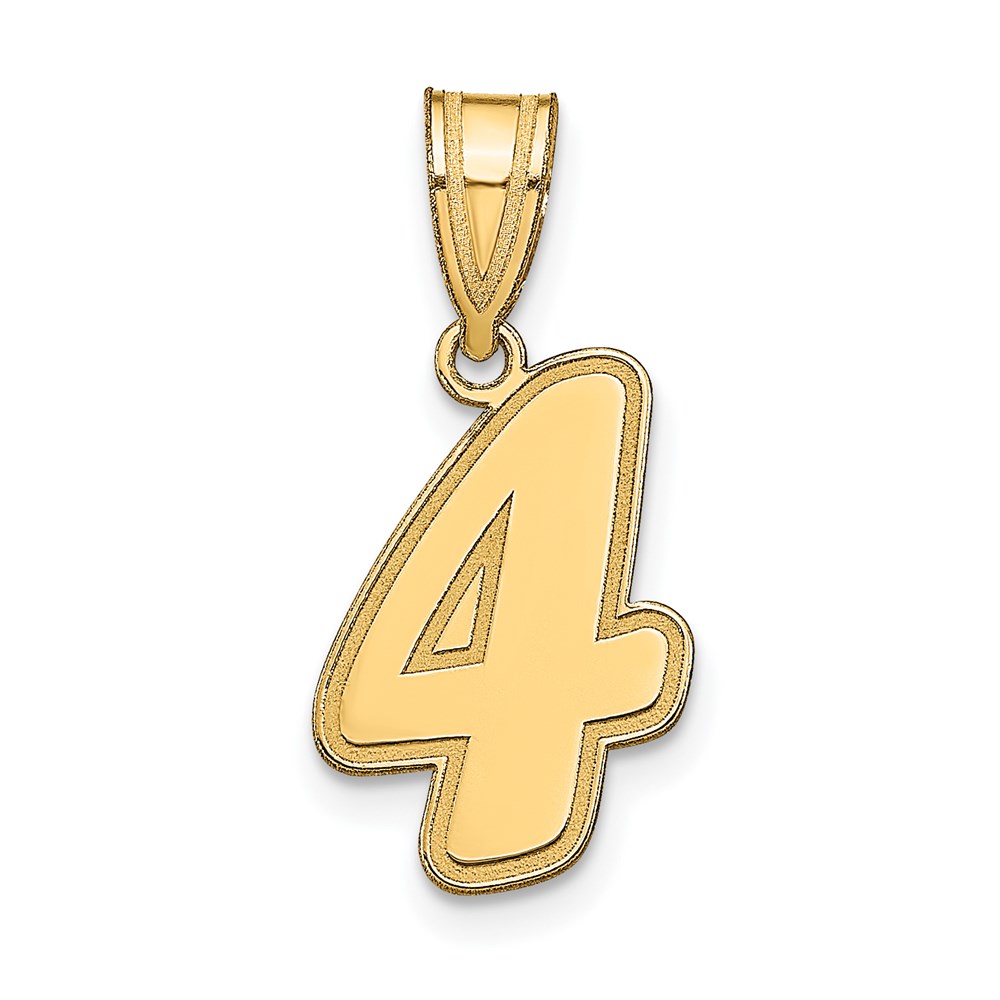 SCN04.jpg 14k Brushed Border Script Number 4 Pendant - Image 1