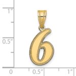14k Brushed Border Script Number 6 Pendant - Image 2