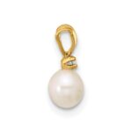 14k Madi K 4-5mm White Near-Round Freshwater Cultured Pearl and CZ Pendant - Image 2
