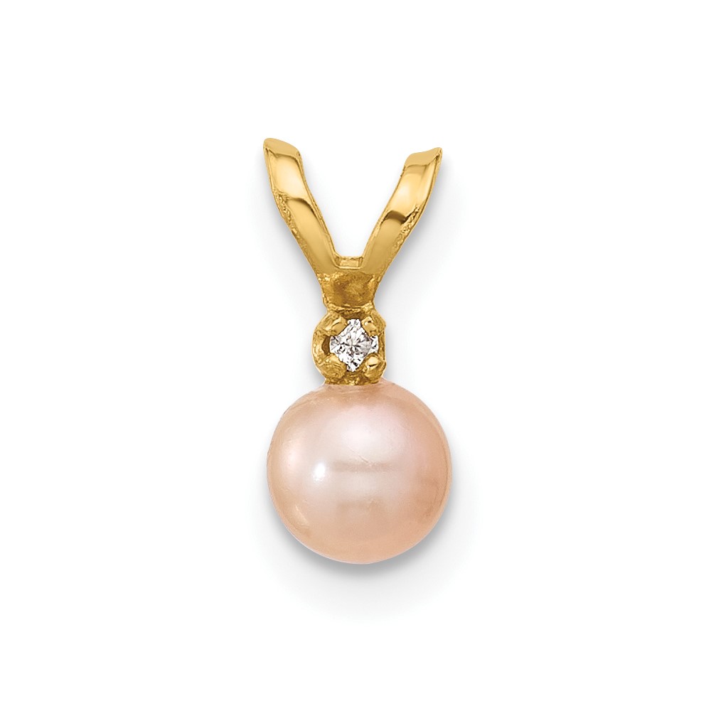 SE3006PI.jpg 14k Madi K 4-5mm Pink Near-Round Freshwater Cultured Pearl and CZ Pendant - Image 1
