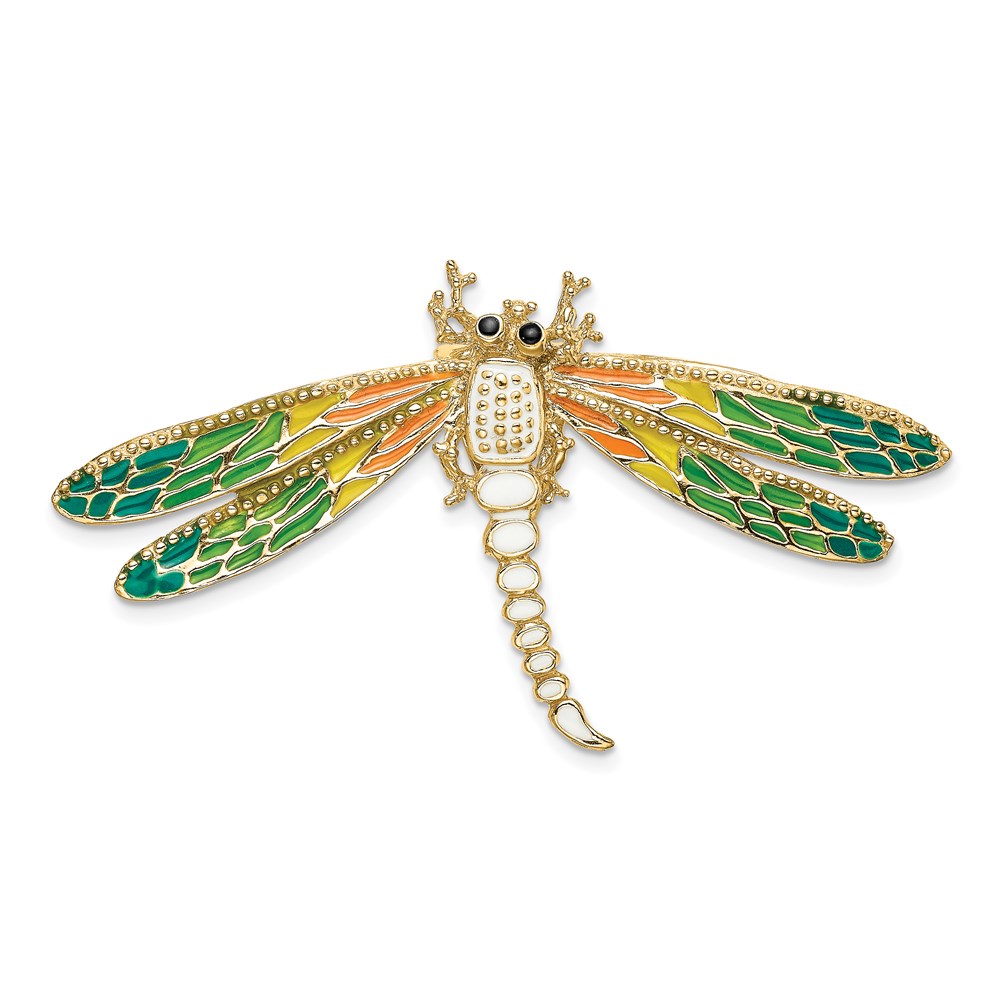 SL585.jpg 14K Multi-Color Enameled Dragonfly Omega Slide - Image 1