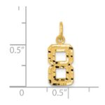 14k Small Brushed Diamond-cut Number 8 Charm - Image 4