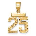 14k Small Brushed Diamond-cut Number 25 Charm