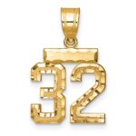 14k Small Brushed Diamond-cut Number 32 Charm