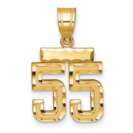 14k Small Brushed Diamond-cut Number 55 Charm