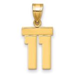 14k Small Polished Number 11 Charm