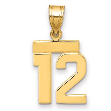 14k Small Polished Number 12 Charm