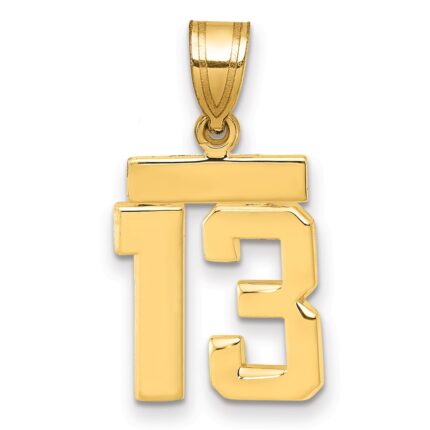 14k Small Polished Number 13 Charm