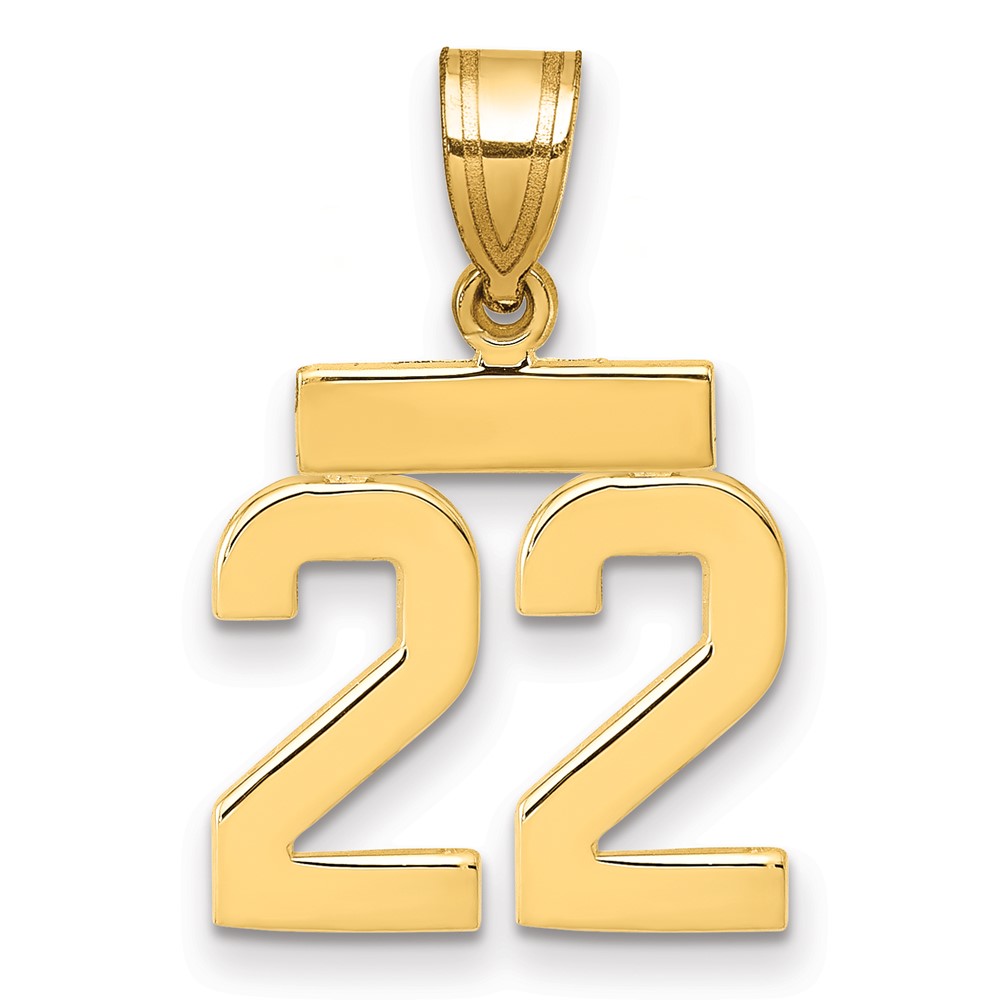 SP22.jpg 14k Small Polished Number 22 Charm - Image 1