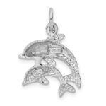 14k White Gold Dolphin Pair Charm - Image 3