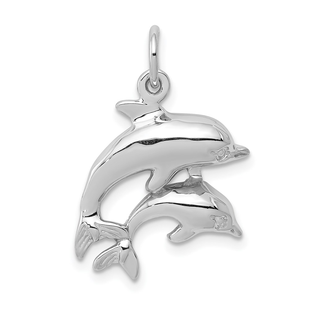 WCH107.jpg 14k White Gold Dolphin Pair Charm - Image 1