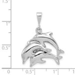 14k White Gold Polished Three Dolphin Charm - Image 4
