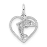 14k White Gold Dolphin in Heart Charm - Image 3