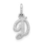 14KW White Gold Casted Script Letter D Initial Charm