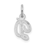14KW White Gold Casted Script Letter D Initial Charm - Image 4