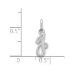 14KW White Gold Casted Script Letter J Initial Charm - Image 3