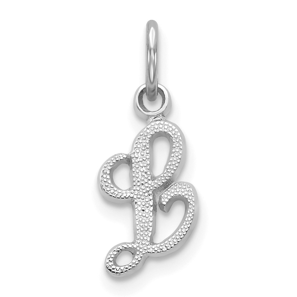WCH138-L.jpg 14KW White Gold Casted Script Letter L Initial Charm - Image 1