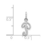 14KW White Gold Casted Script Letter P Initial Charm - Image 3