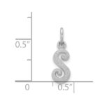 14KW White Gold Casted Script Letter S Initial Charm - Image 3