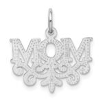 14k White Gold MOM Charm - Image 3