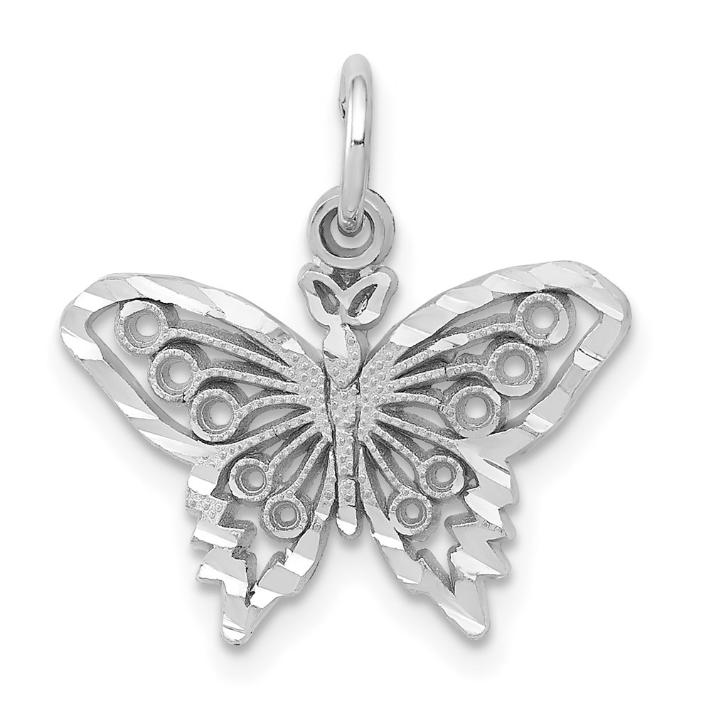 WCH80.jpg 14k White Gold Butterfly Charm - Image 1