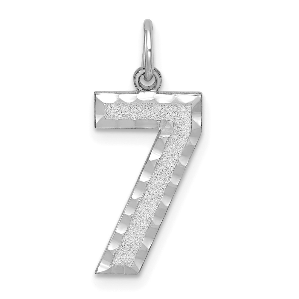 WLN07.jpg 14kw Large Brushed Diamond-cut Number 7 Charm - Image 1