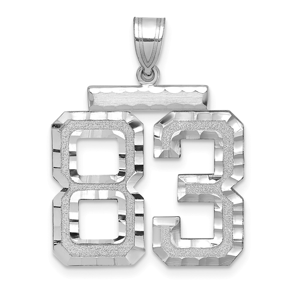 WLN83.jpg 14kw Large Brushed Diamond-cut Number 83 Charm - Image 1