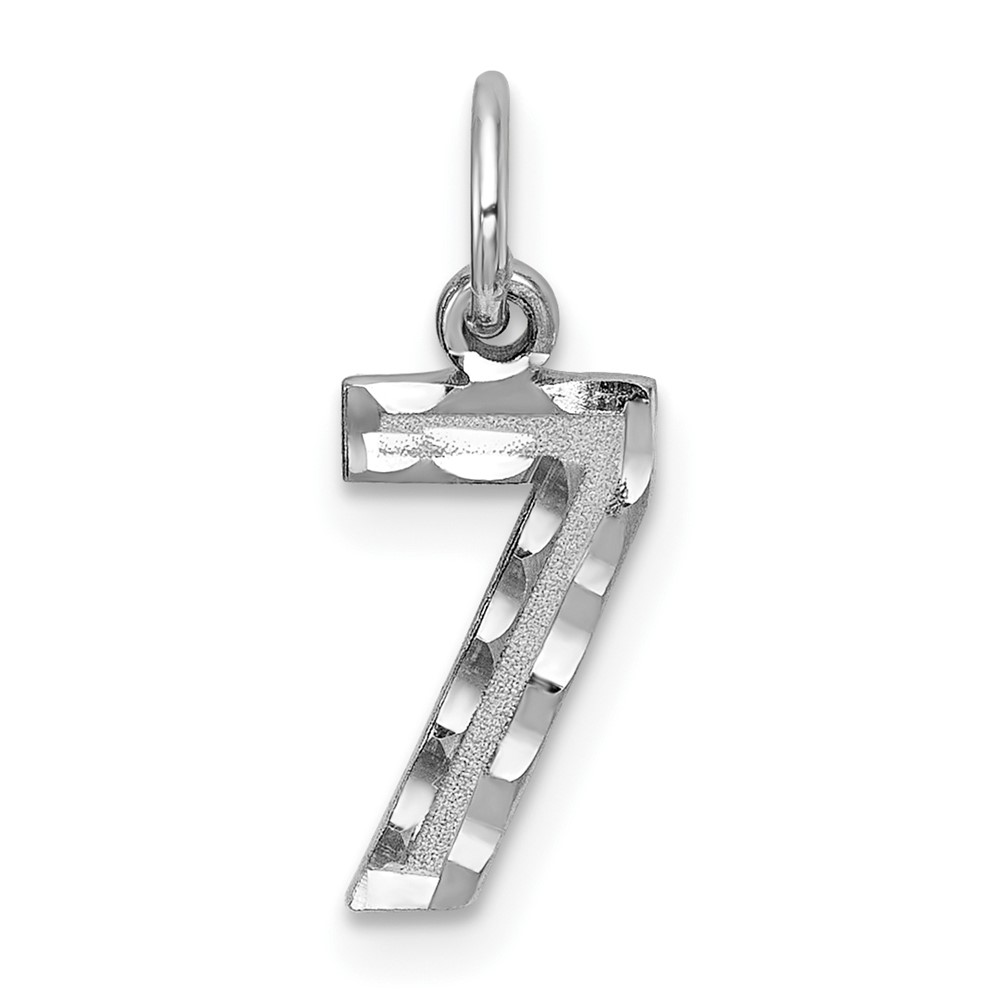 WSN07.jpg 14kw Small Brushed Diamond-cut Number 7 Charm - Image 1