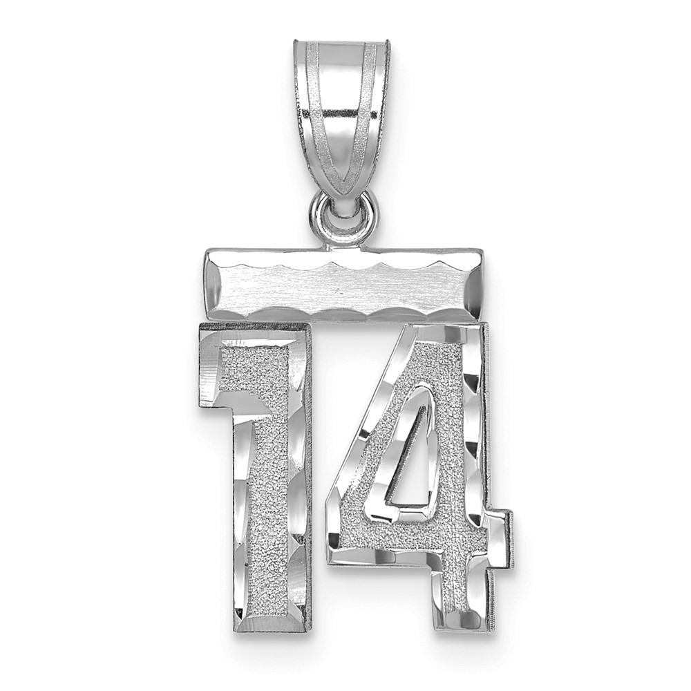 WSN14.jpg 14kw Small Brushed Diamond-cut Number 14 Charm - Image 1